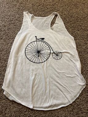 White Tank Top with Vintage Bicycle Graphic